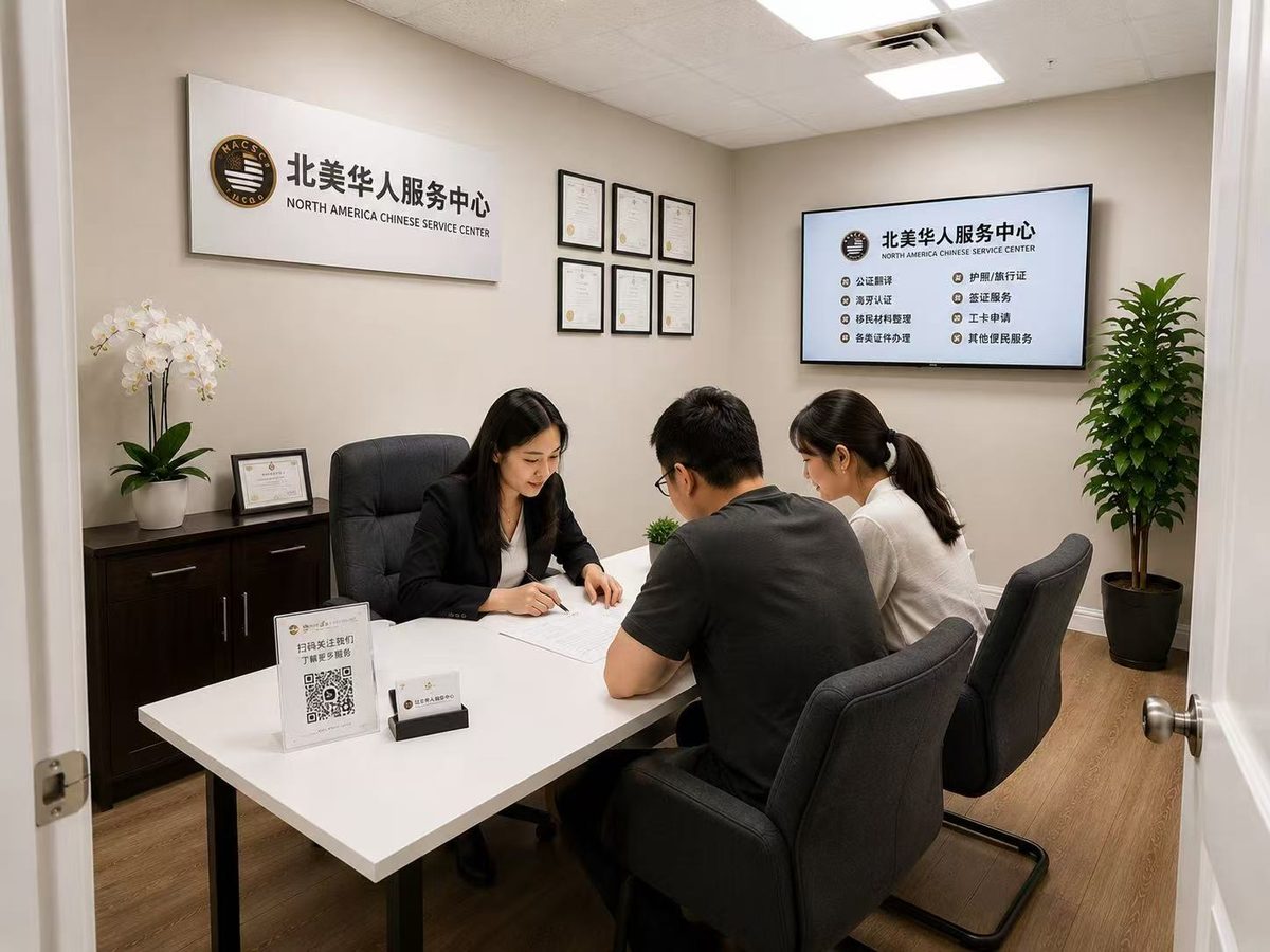 北美华人服务中心团队为客户办理文件